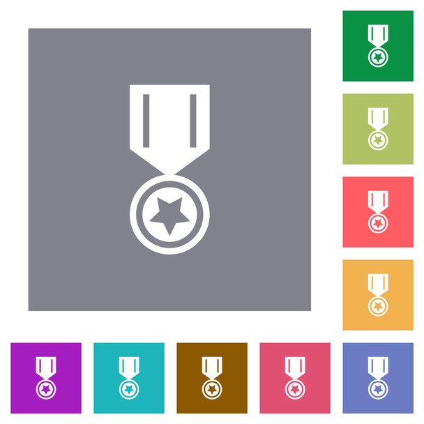 Медаль з зірковими плоскими іконками на простому кольоровому квадратному фоні
 - Вектор, зображення