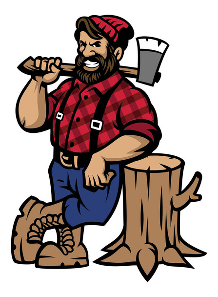 ξυλοκόπος άπαχο στο ξύλο log - Διάνυσμα, εικόνα