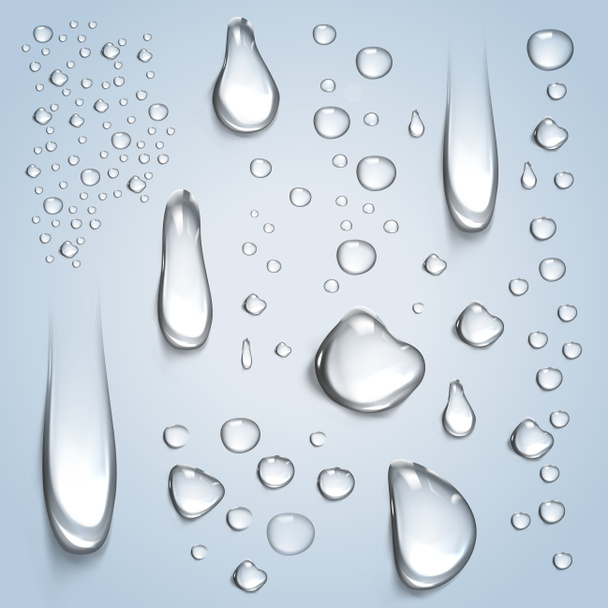 Drops of water on a gently blue background - illustration - Photo, Image