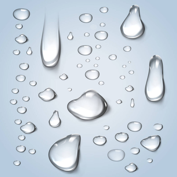 Gotas de agua sobre un fondo suavemente azul - ilustración - Foto, Imagen