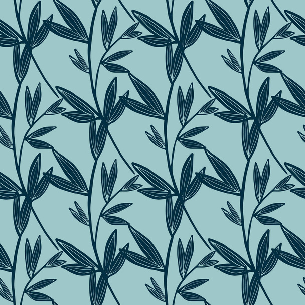Creative leaf seamless pattern on green background. Botanical background. Retro floral wallpaper. Decorative backdrop for fabric design, textile print, wrapping. Vector illustration. - ベクター画像