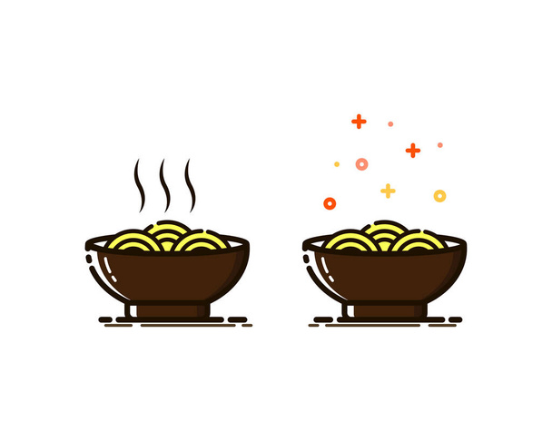 Εικονίδιο Noodles σε στυλ MBE. Noodles ή Ramen για λογότυπο ή μενού Διακόσμηση φόντου - Διάνυσμα, εικόνα