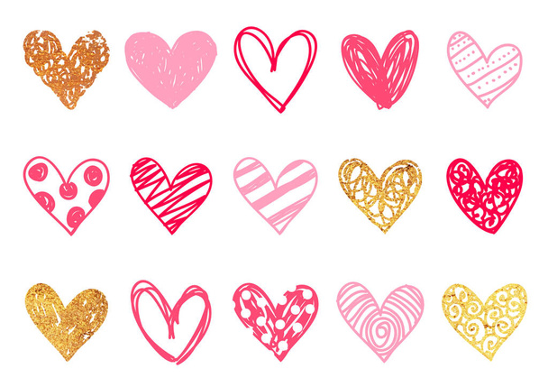 Variety of cute hearts set - Vector, afbeelding
