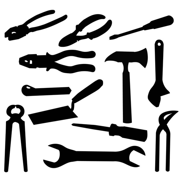 vector, on a white background, tool silhouettes set - Vector, Image