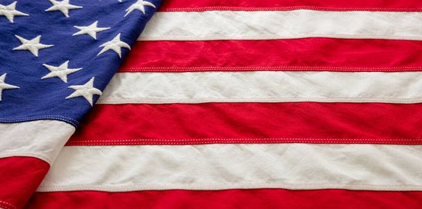EUA Bandeira detalhe, vista close-up. Textura de fundo bandeira americana. Dia Memorial e 4 de Julho, conceito do Dia da Independência
 - Foto, Imagem