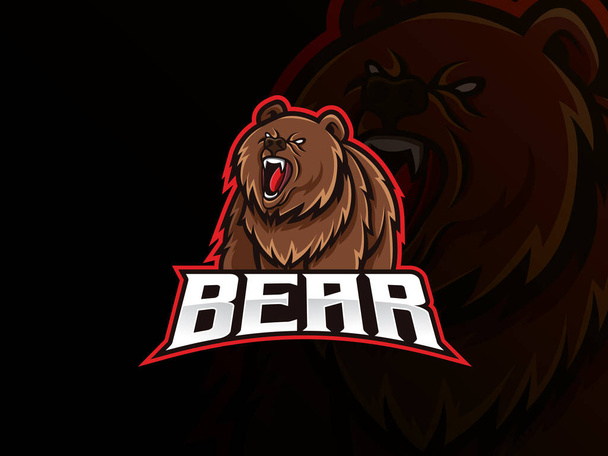 Bear mascot esport logo design. Bear animal mascot vector illustration logo. Wild grizzly bear mascot, Emblem design for esports team. Vector illustration - Vector, Image