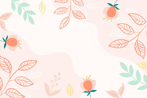 Modern botanical background design in pink colors with space for text.Floral banner template. - Vektör, Görsel