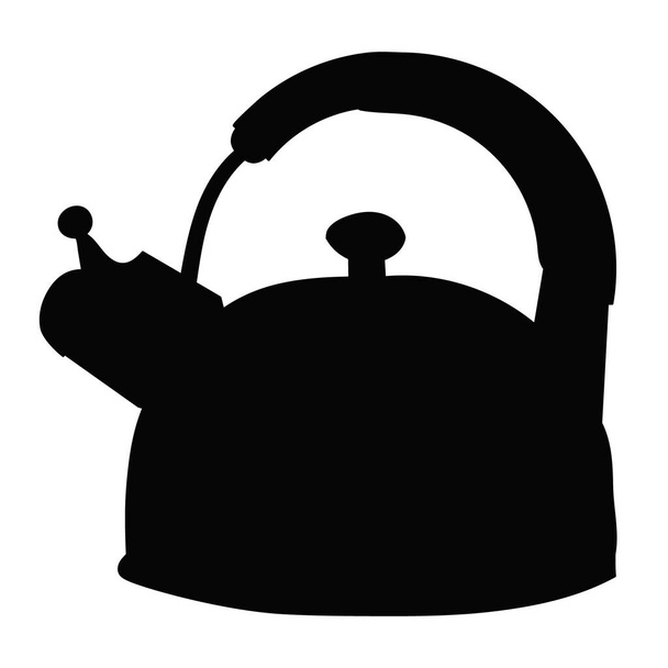 vector, on white background, sketch, black silhouette teapot with handle - Vektor, kép