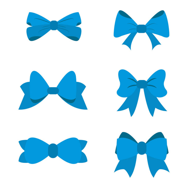 ensemble de noeud bleu pour la célébration de Noël et anniversaire, design plat isolé sur fond blanc, arc pour les affaires et le design. Éléments de conception - Vecteur, image