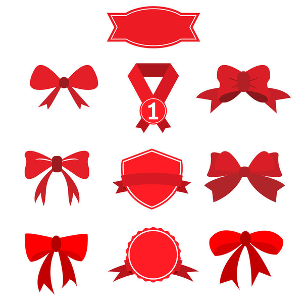 set of red bow and shield,Vector illustration. Place for your text. bow for business and design. Design elements - Vektor, obrázek