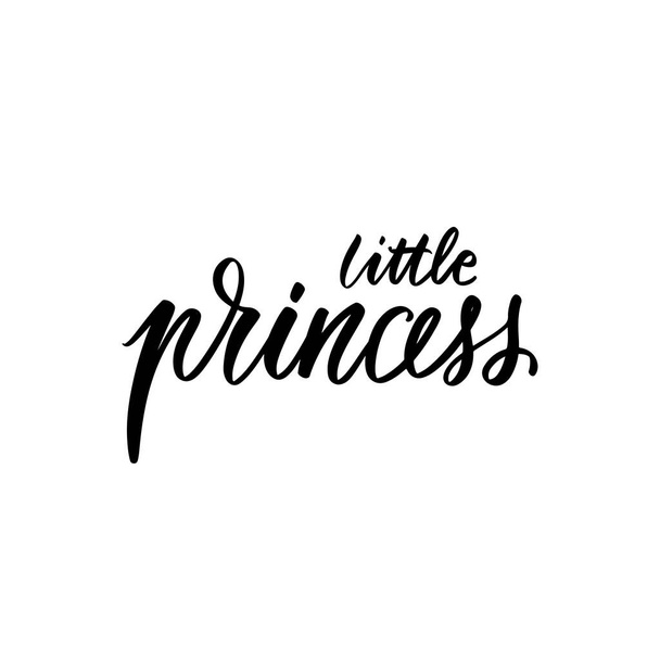 Beyaz harflerle izole edilmiş küçük prenses el yazısı. Kraliçe Typographic baskısı - Vektör, Görsel