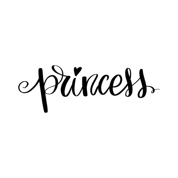Princess Calligraphy lettering isolated on white. Queen Typographic print - Vettoriali, immagini