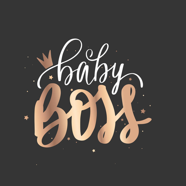 Baby Boss vector golden Hand lettering quote Sparkle design for baby clothes, t-shirt print, birthday party decoration - ベクター画像
