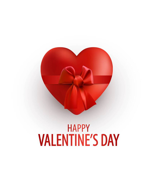 Diseño de elementos del Día de San Valentín. Corazón rojo realista con cinta y lazo. Feliz día de San Valentín
 - Vector, imagen