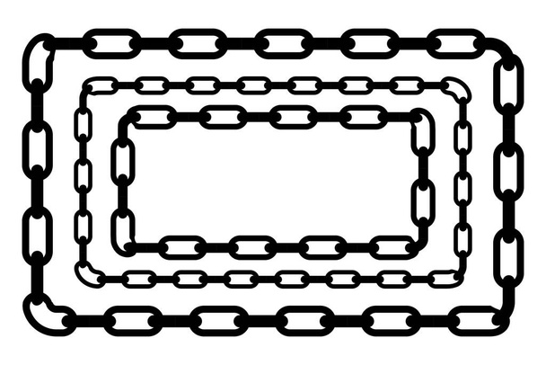 Einfacher quadratischer Vektor-Rahmen von Black Chain für Ihr Element Design, isoliert auf Weiß - Vektor, Bild