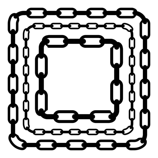 Jednoduchý vektorový čtvercový rám z černého řetězu pro váš design elementu, izolovaný na bílém - Vektor, obrázek