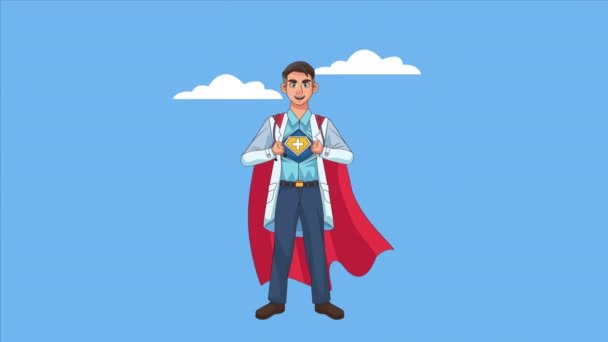 hrdinský super lékař postava animovaný - Záběry, video