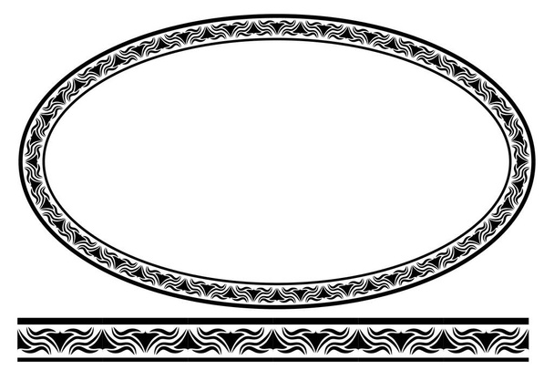 ベクトルブラック丸みを帯びたコーナー楕円形の花のフレーム、白に隔離  - ベクター画像