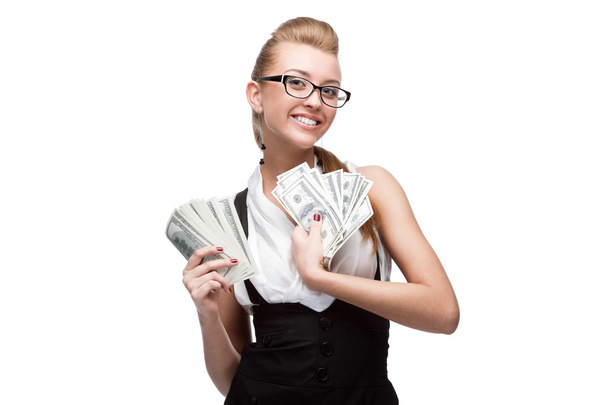 businesswoman holding money - Valokuva, kuva