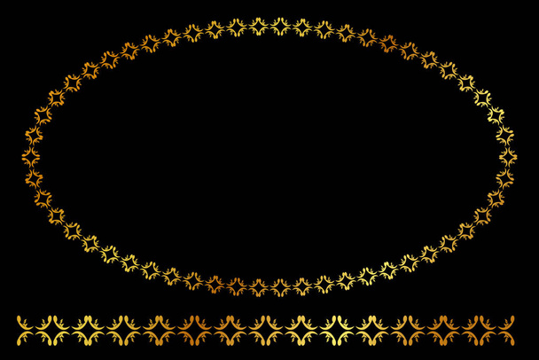 Вектор Золота овальна квіткова рамка, на чорному фоні
 - Вектор, зображення
