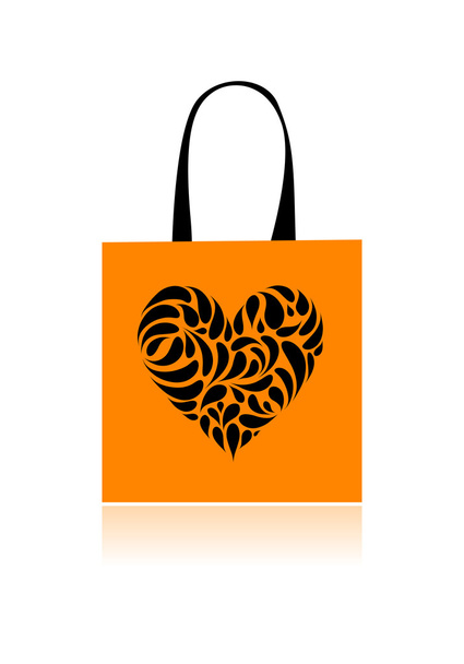Shopping bag design, floral heart shape - Vector, imagen