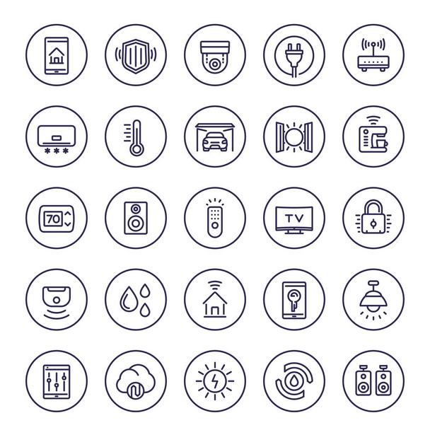 smart house and home automation system line icons - Вектор, зображення