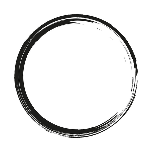 Fekete piszkos vektor elvont kézzel festett kör - Vektor, kép