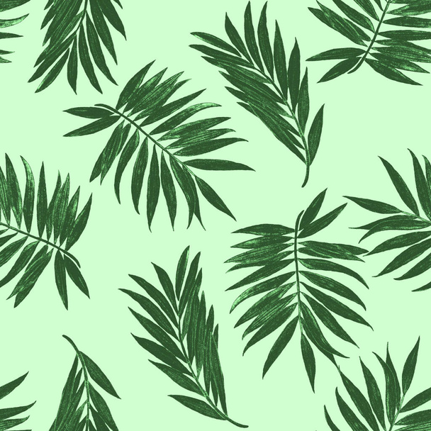 Hawaiian decorative seamless pattern with watercolor tropical leaves. Palm. Colorful hand drawn illustration. Summer tropical print. - Fotografie, Obrázek