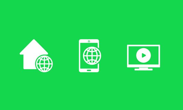 home internet, mobile traffic, tv provider icons - Vector, afbeelding