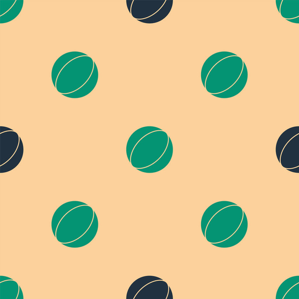 Groen en zwart Beach bal icoon geïsoleerd naadloos patroon op beige achtergrond. Vector Illustratie. - Vector, afbeelding