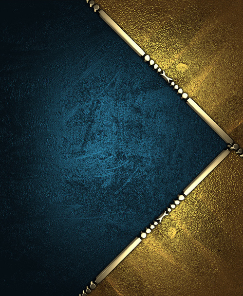 Blue rich texture, with gold corners and gold trim - Fotografie, Obrázek