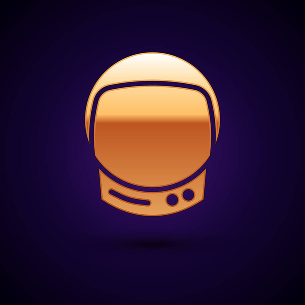 Gold Astronaut helmet icon isolated on black background.  Vector Illustration. - Vecteur, image