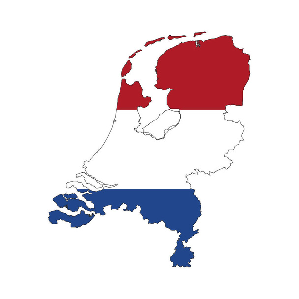 netherlands χάρτη σημαία σχεδιασμό διάνυσμα εικονογράφηση - Διάνυσμα, εικόνα
