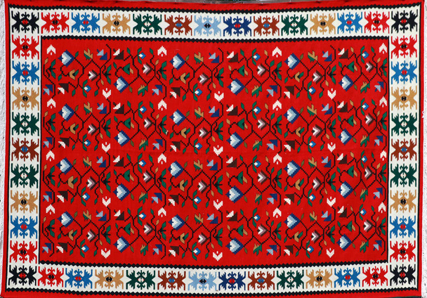 Hand-woven carpet with ethnic and folk pattern - Photo, Image