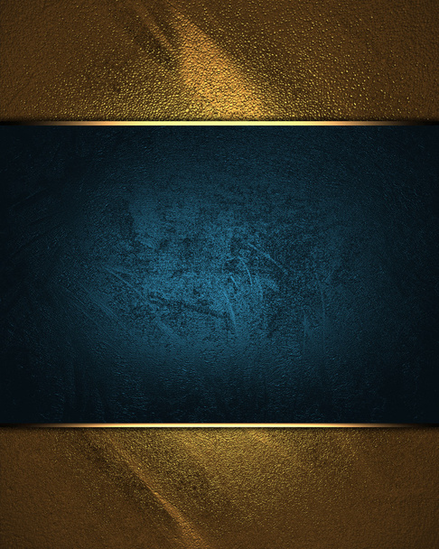 Gold texture with blue plate for writing - Foto, imagen
