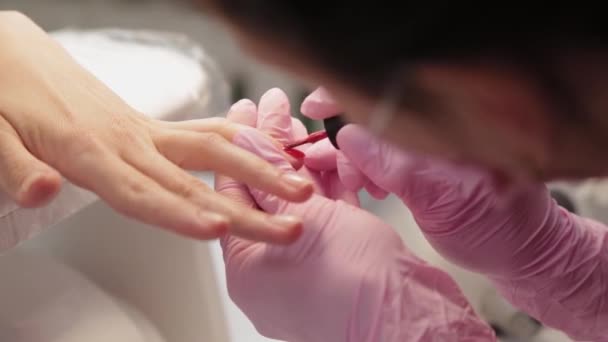 Manicure polir unhas com um cliente em um salão de beleza
. - Filmagem, Vídeo