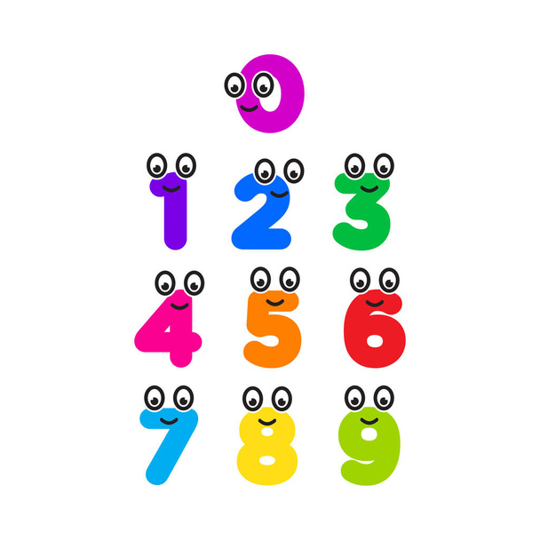 number education funny colorful cartoon for children. vector illustration. - Vector, Image