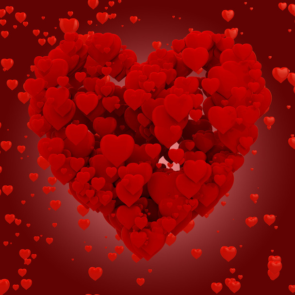 3d heart made of hearts , background - Фото, изображение