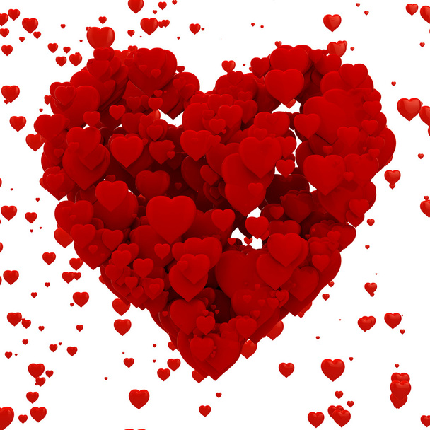 3d heart made of hearts , background - Фото, изображение