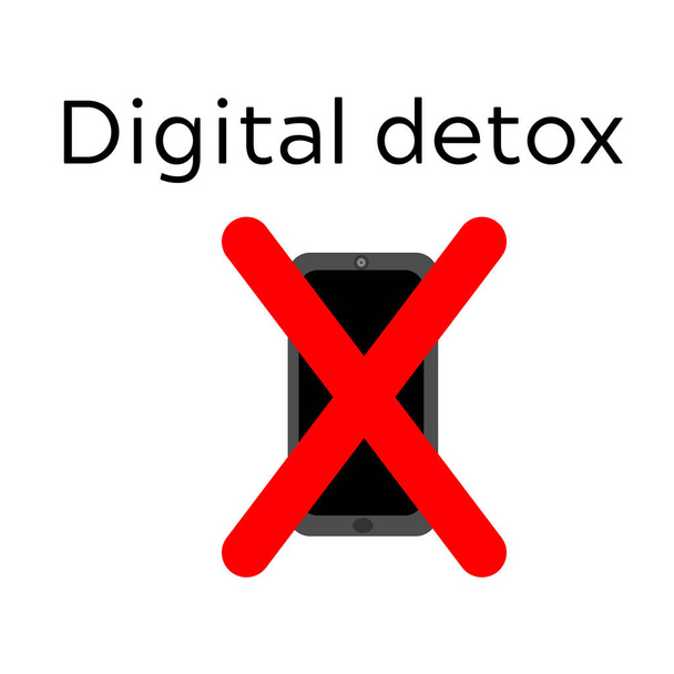 Digital Detox. Mobile Phone not available. Flat Vector Illustration. - Vector, Image