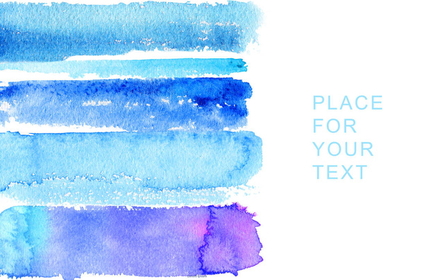 lijn borstel aquarel ruwe papier textuur patroon plaats tekst blauw zee zomer koele horizontale strepen achtergrond - Foto, afbeelding