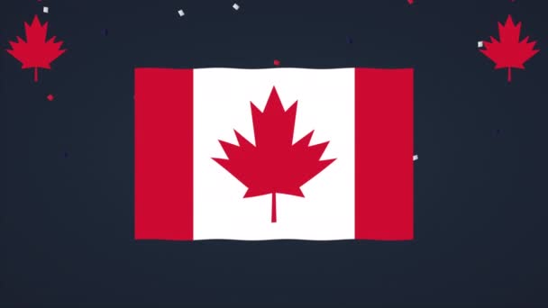 happy canada day celebration with flag - Footage, Video