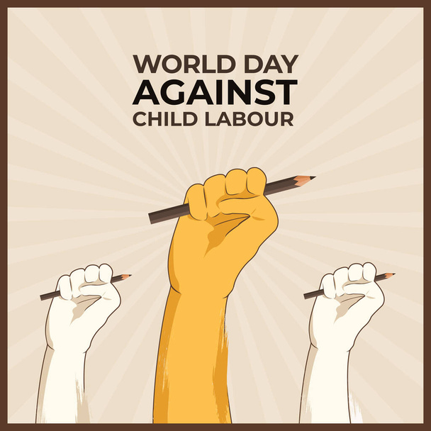 Παγκόσμια ημέρα κατά της παιδικής εργασίας με ρετρό στυλ. - Διάνυσμα, εικόνα