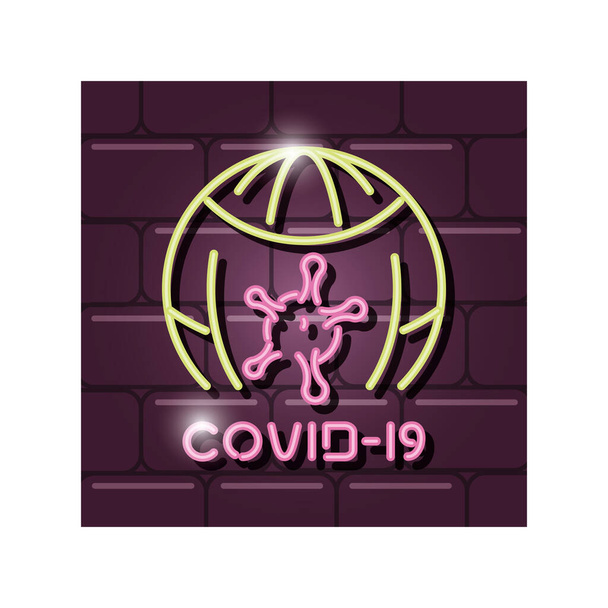 simbolo di covid 19 o coronavirus in luce al neon
 - Vettoriali, immagini