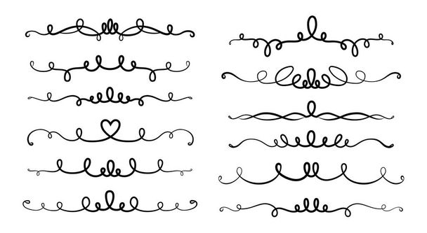 Divider curl calligraphic decorative vintage set - Vector, Image