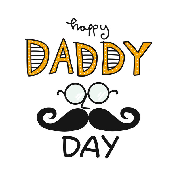 Ευτυχισμένη ημέρα μπαμπάς λέξη και μουστάκι διανυσματική απεικόνιση - Διάνυσμα, εικόνα