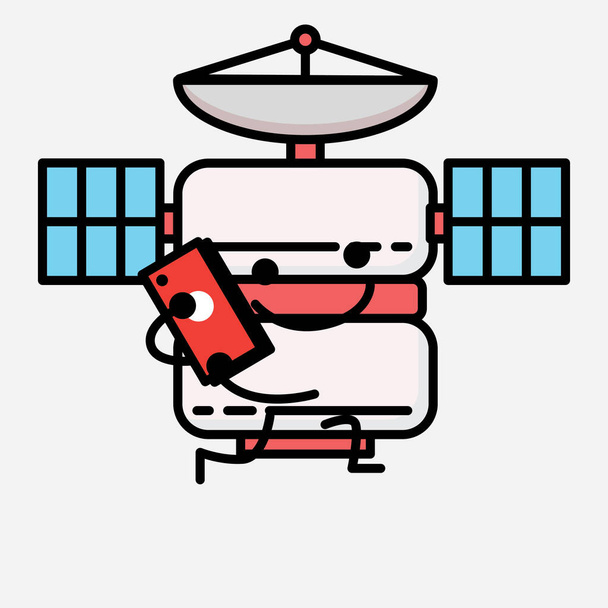Una ilustración del carácter lindo del vector de la mascota de la antena del satélite en estilo plano del diseño
 - Vector, Imagen