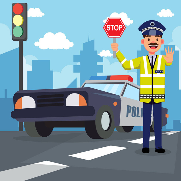 Trafik polisi uk vektör illüstrasyonu - Vektör, Görsel