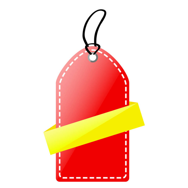 Basit Vektör Parıltısı Kırmızı ve Sarı Boş Etiket, beyaz üzerine izole - Vektör, Görsel