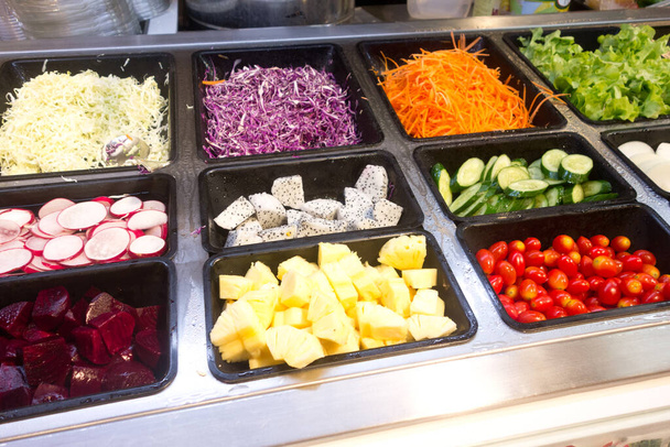 salad bar with vegetables and fruits - Photo, Image